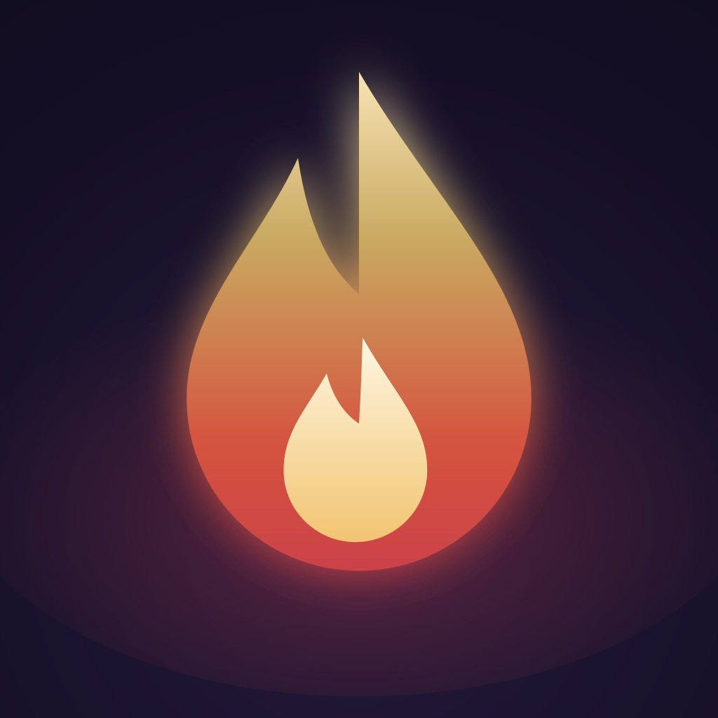 The Kotoba Dōjō app icon: a flame on a dark ground.